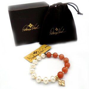 NWT ~ GORGEOUS PATRICIA NASH PINK WHITE BEADED STRETCH BRACELET
